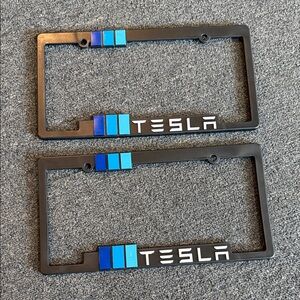 Tesla Black and Blue Plastic License Plate Frames